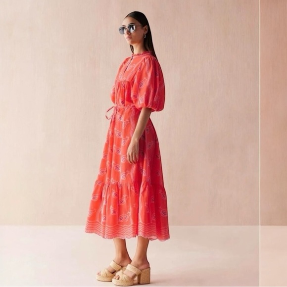 OMIKA Wren Midi Dress, In Papaya, NWT, Small, Current Season 25’, $348MSRP - Picture 5 of 7